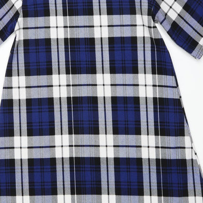Apricot Womens Blue Plaid  T-Shirt Dress  Size 8