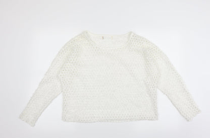 Preworn Womens White   Pullover Jumper Size M  - CUT OUT DETAIL