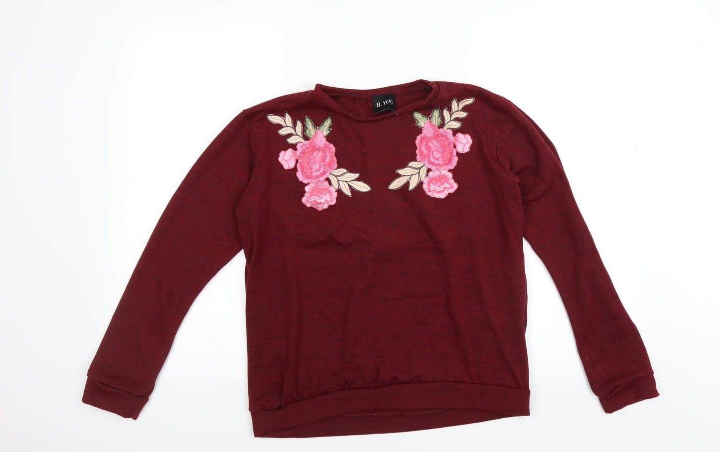 B you Womens Red   Pullover Jumper Size 12  - Floral embroidery