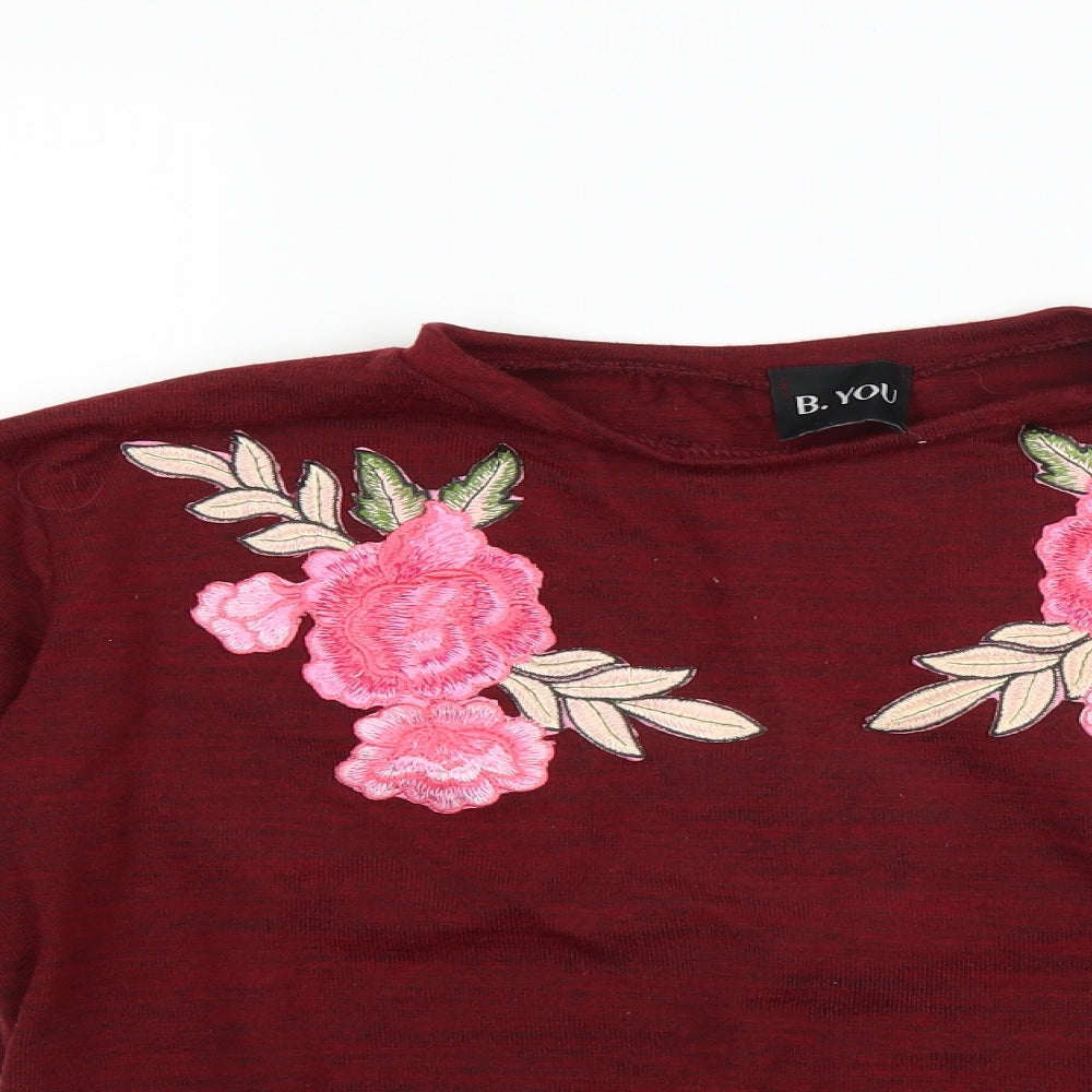 B you Womens Red   Pullover Jumper Size 12  - Floral embroidery