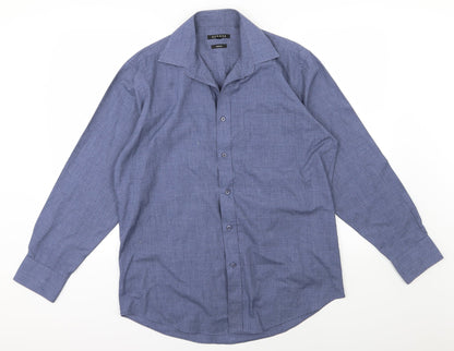George Mens Blue  Woven  Dress Shirt Size 15.5
