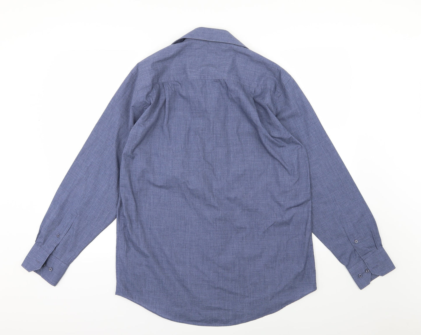 George Mens Blue  Woven  Dress Shirt Size 15.5