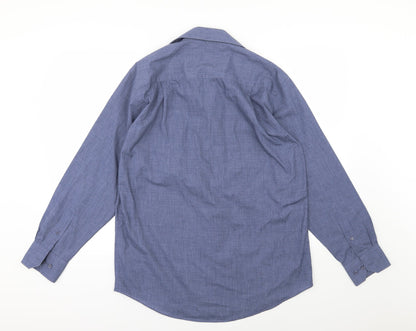 George Mens Blue  Woven  Dress Shirt Size 15.5