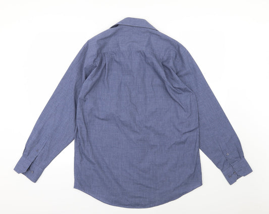 George Mens Blue  Woven  Dress Shirt Size 15.5