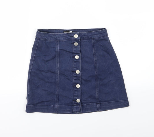 Boohoo Womens Blue  Denim A-Line Skirt Size 8