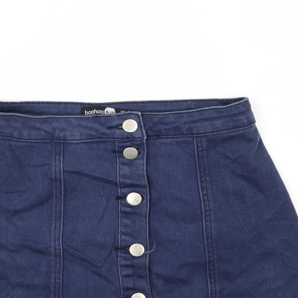 Boohoo Womens Blue  Denim A-Line Skirt Size 8