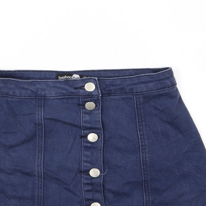 Boohoo Womens Blue  Denim A-Line Skirt Size 8