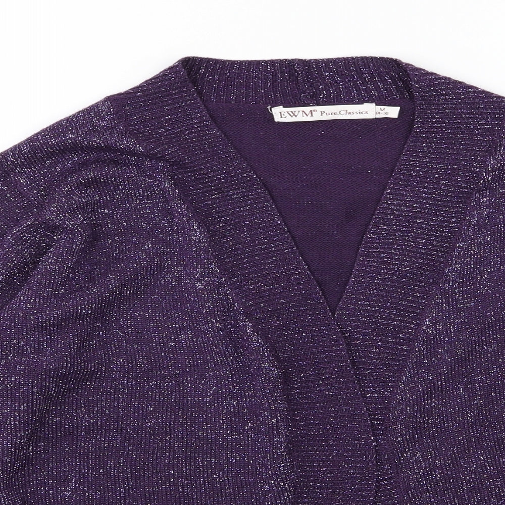 EWM Womens Purple  Knit Cardigan Jumper Size M