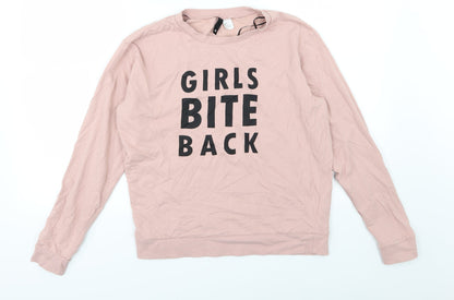 H&M Womens Pink  Jersey Pullover Sweatshirt Size M  - Girls Bite Back