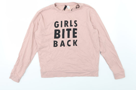 H&M Womens Pink  Jersey Pullover Sweatshirt Size M  - Girls Bite Back