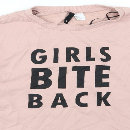 H&M Womens Pink  Jersey Pullover Sweatshirt Size M  - Girls Bite Back