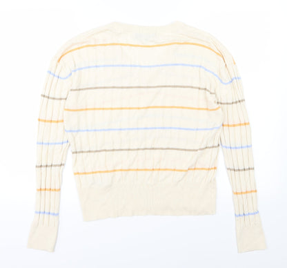 Marks and Spencer Womens Ivory Striped Knit Pullover Jumper Size L