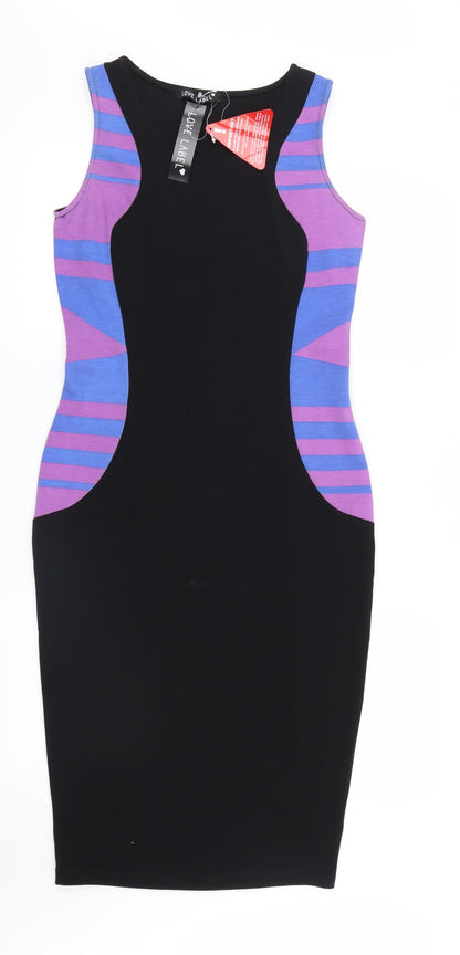 Love Label Womens Black Striped  Shirt Dress  Size 10