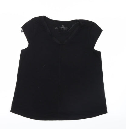 Womens UK Size S Tex Black Basic T-Shirt