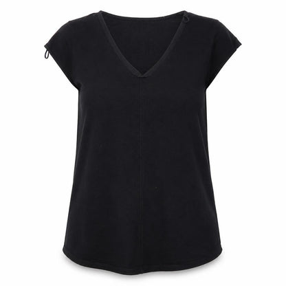 Womens UK Size S Tex Black Basic T-Shirt