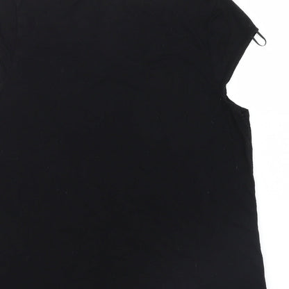 Womens UK Size S Tex Black Basic T-Shirt
