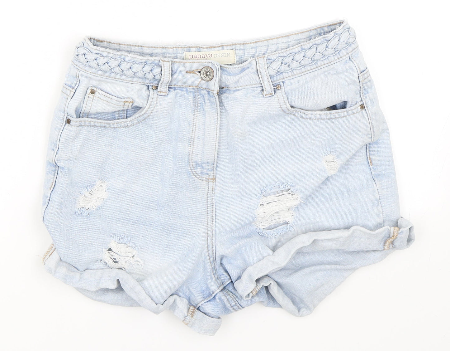 Papaya Womens Blue  Denim Hot Pants Shorts Size 8