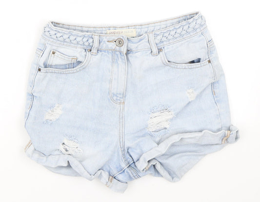 Papaya Womens Blue  Denim Hot Pants Shorts Size 8
