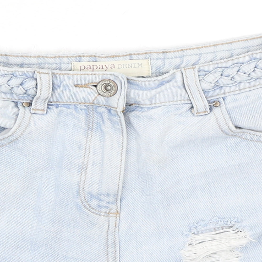 Papaya Womens Blue  Denim Hot Pants Shorts Size 8
