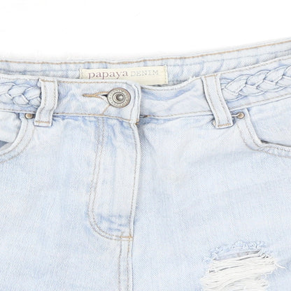 Papaya Womens Blue  Denim Hot Pants Shorts Size 8