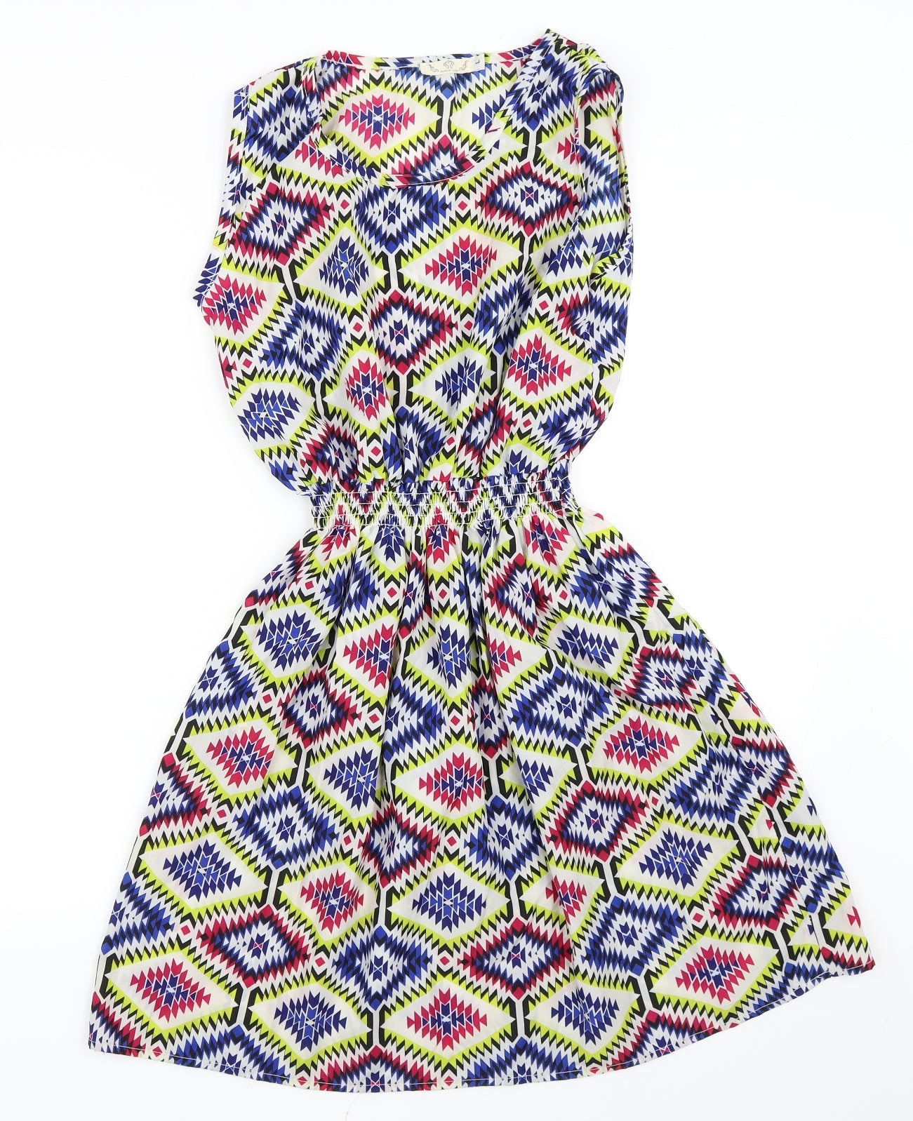 Drunken Tango Womens Multicoloured Geometric  Skater Dress  Size L