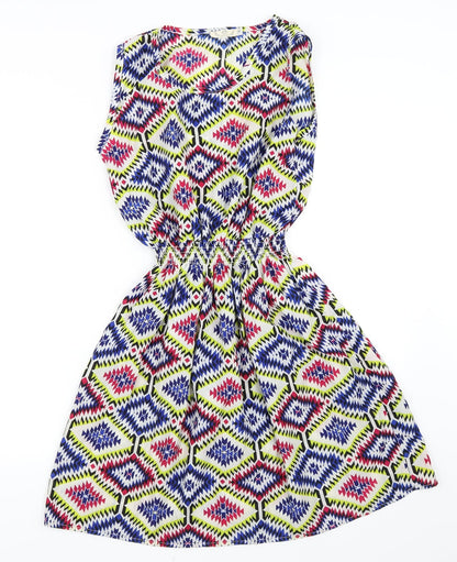 Drunken Tango Womens Multicoloured Geometric  Skater Dress  Size L