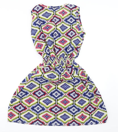 Drunken Tango Womens Multicoloured Geometric  Skater Dress  Size L