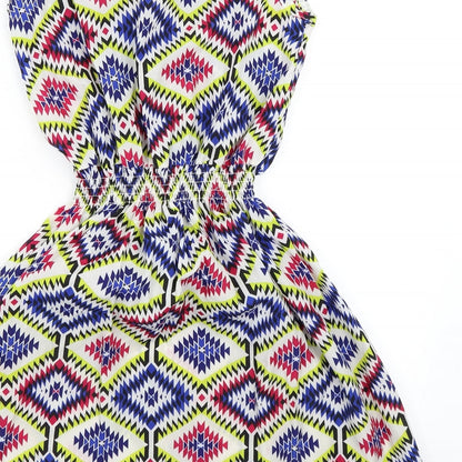 Drunken Tango Womens Multicoloured Geometric  Skater Dress  Size L