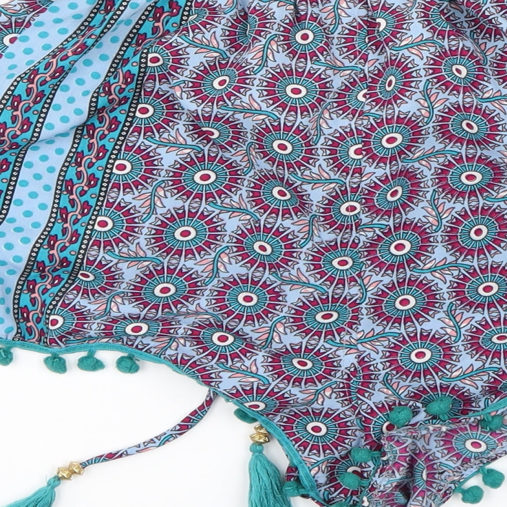 Boohoo Womens Blue Floral  Cut-Off Shorts Size 8