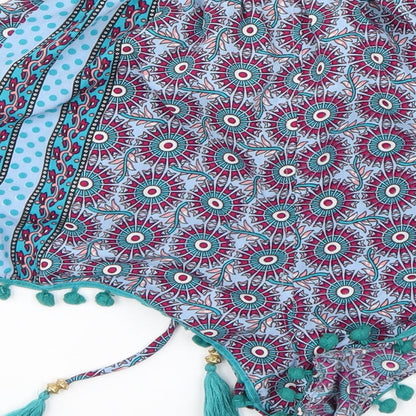 Boohoo Womens Blue Floral  Cut-Off Shorts Size 8