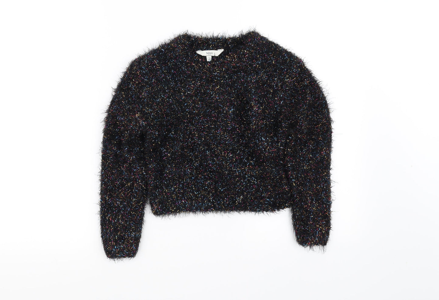 Miss E-vie Girls Black   Pullover Jumper Size 7-8 Years