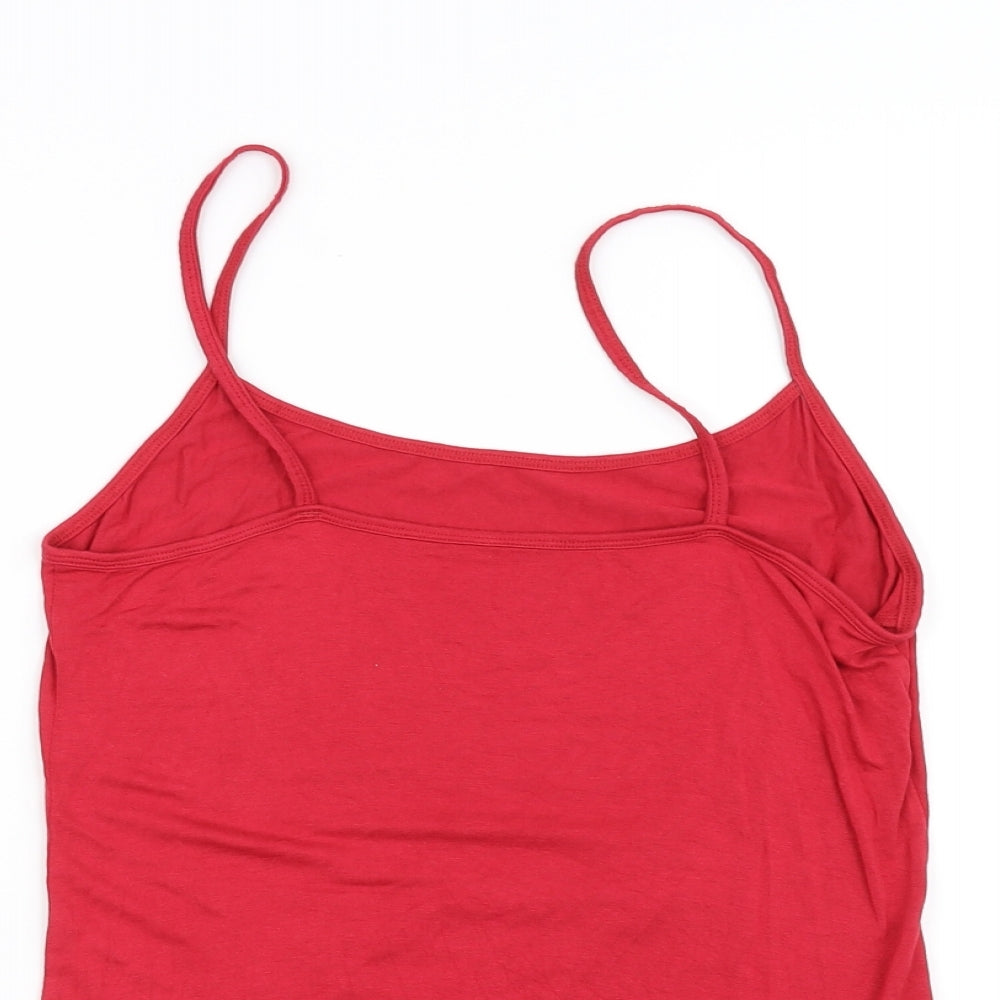 Womens UK Size S Preworn Red Basic T-Shirt