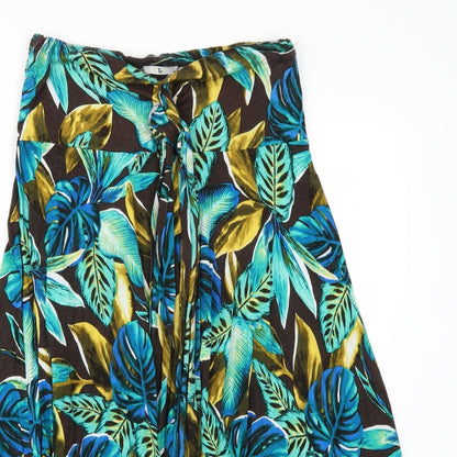 TU Womens Brown Floral Rayon A-Line  Size M