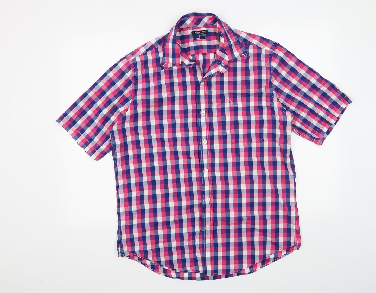 TAILORBYRD Mens Pink Check   Button-Up Size L