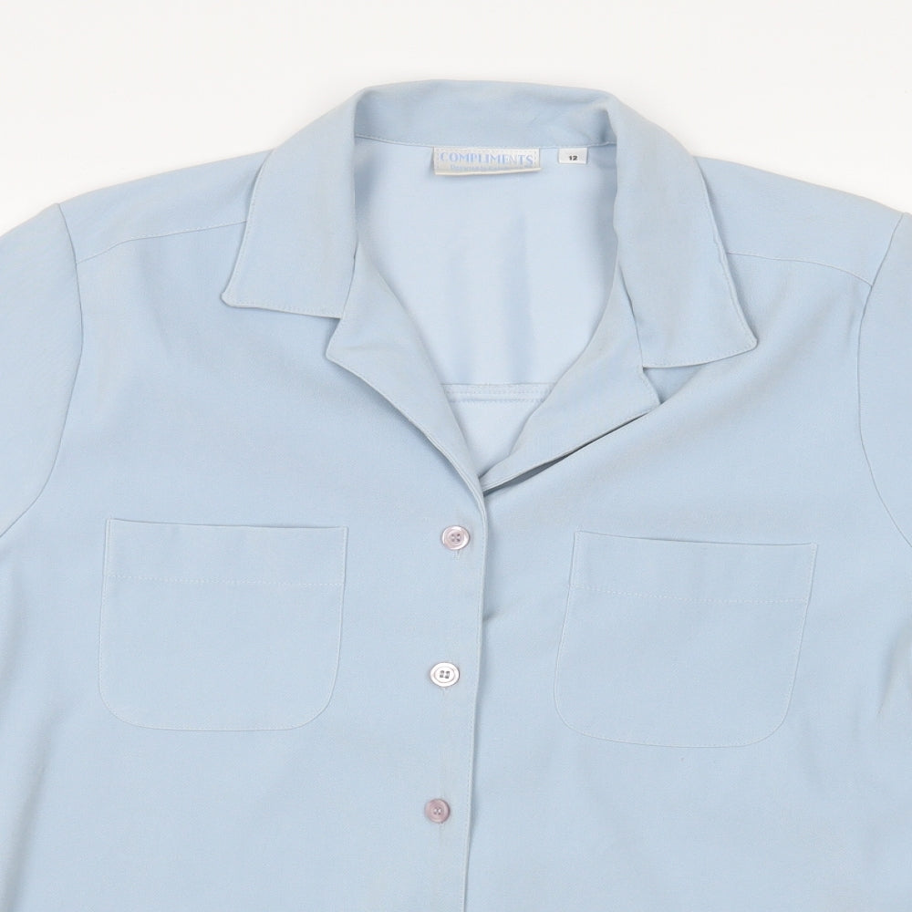 Womens UK Size 12 Compliments Blue Basic Blouse