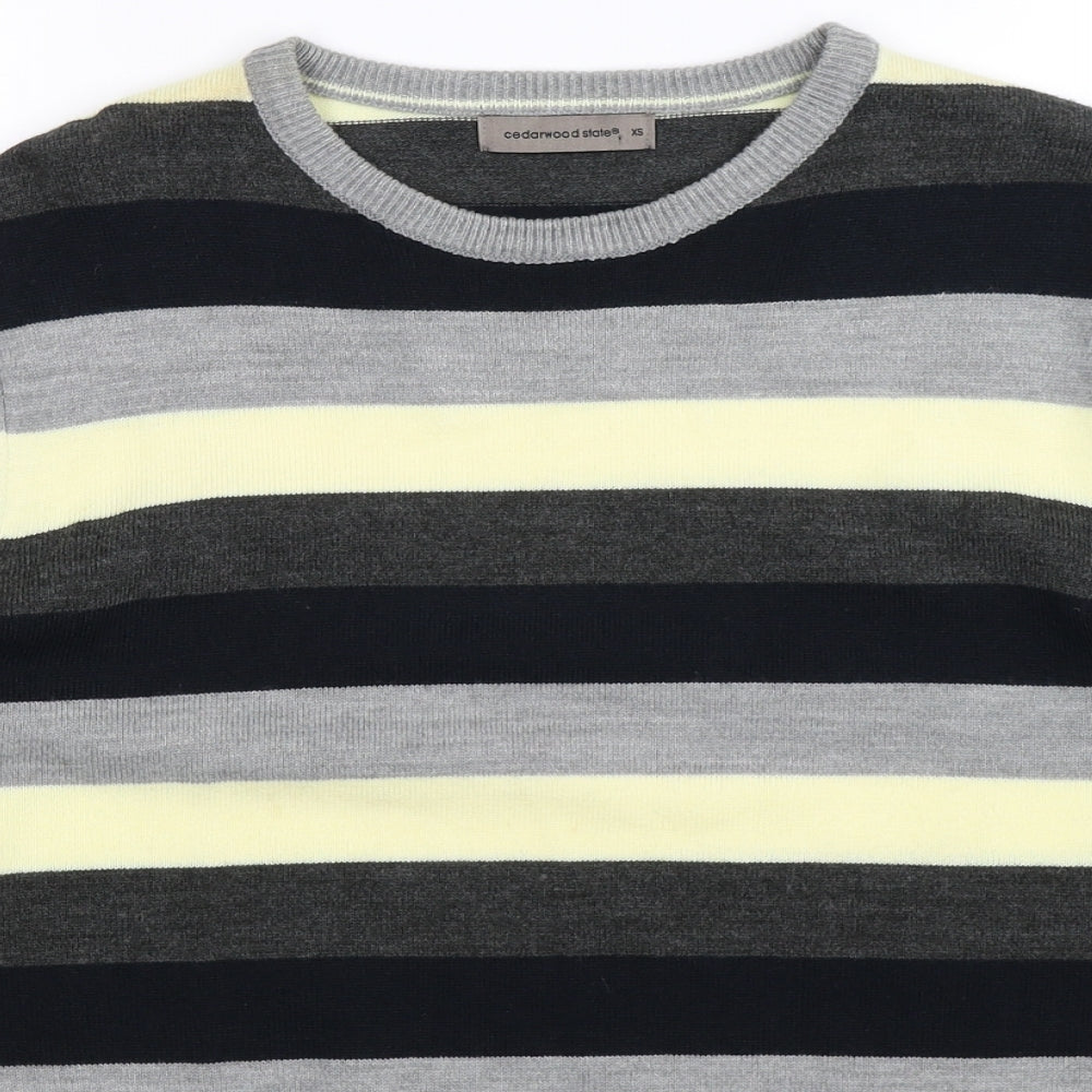Cedar Wood State Mens Multicoloured Striped Knit Pullover Jumper Size XS