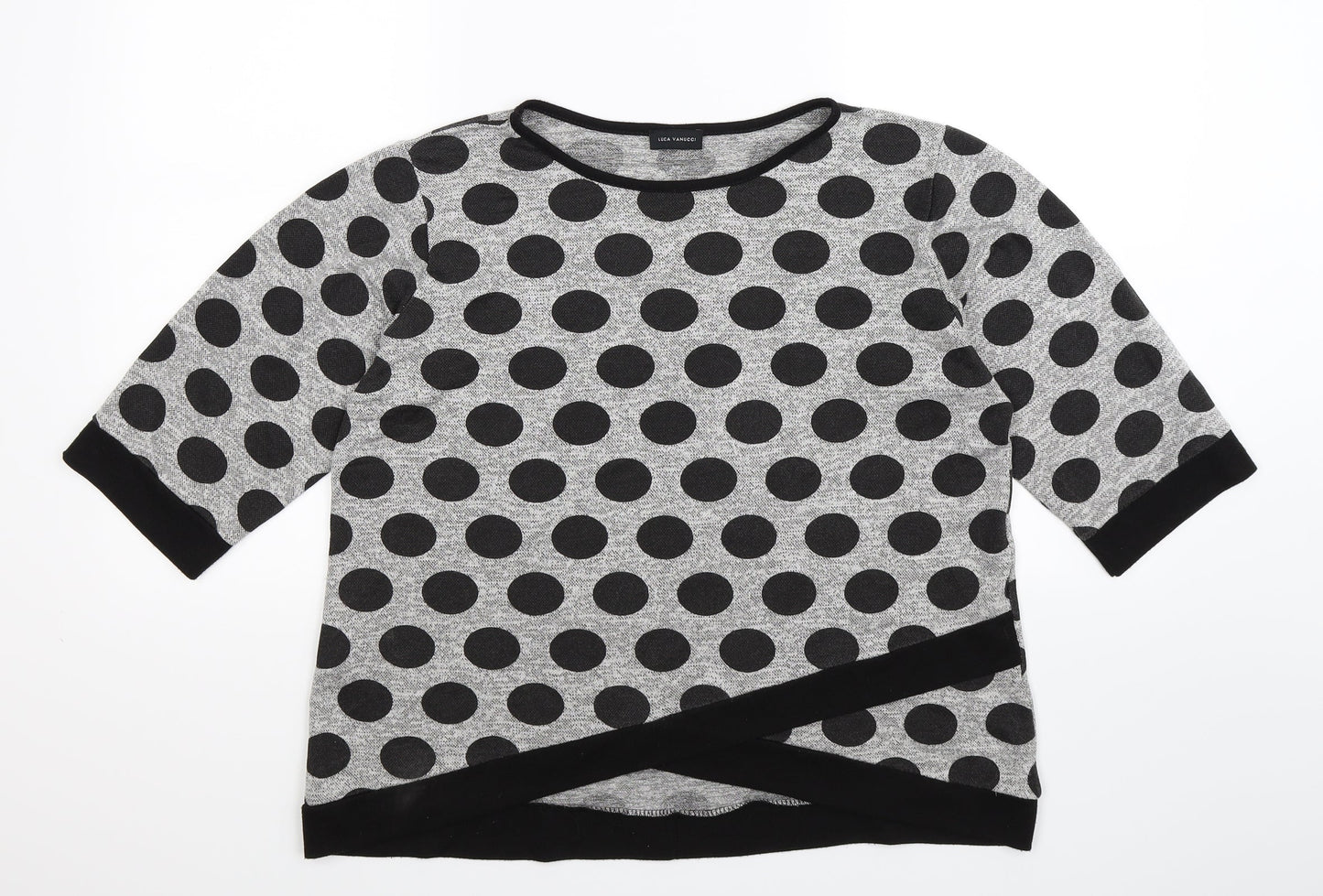 Luca Vanucci Womens Grey Polka Dot  Pullover Jumper Size S