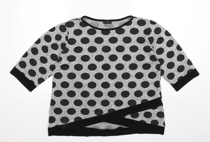 Luca Vanucci Womens Grey Polka Dot  Pullover Jumper Size S