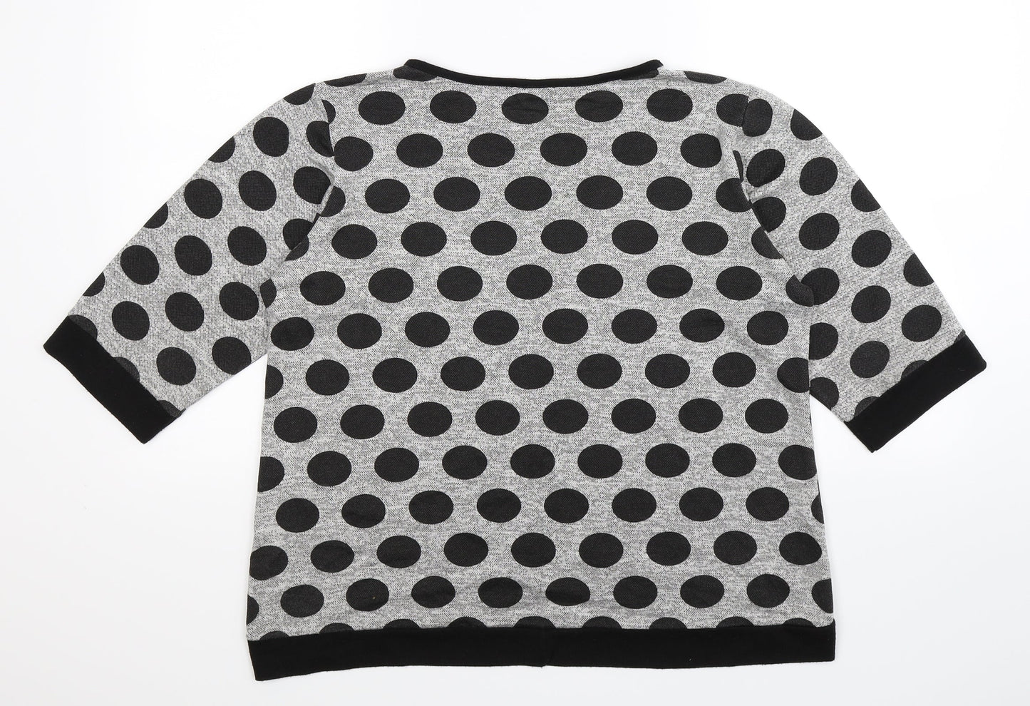 Luca Vanucci Womens Grey Polka Dot  Pullover Jumper Size S