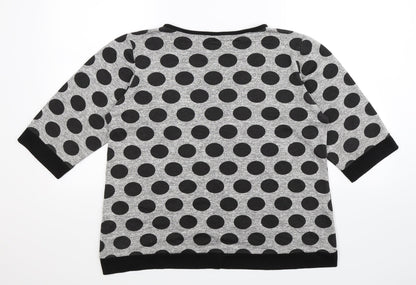 Luca Vanucci Womens Grey Polka Dot  Pullover Jumper Size S