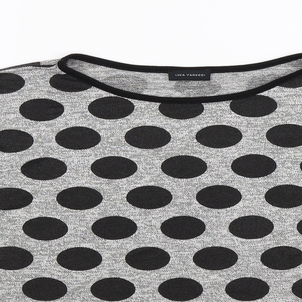 Luca Vanucci Womens Grey Polka Dot  Pullover Jumper Size S