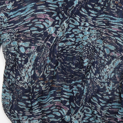 wallies Womens Blue Geometric Chiffon Tunic T-Shirt Size S