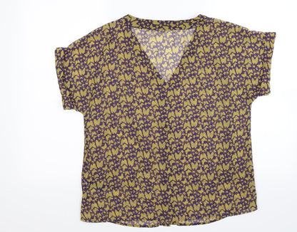George Womens Purple Animal Print Chiffon Basic Blouse Size 12  - butterflies