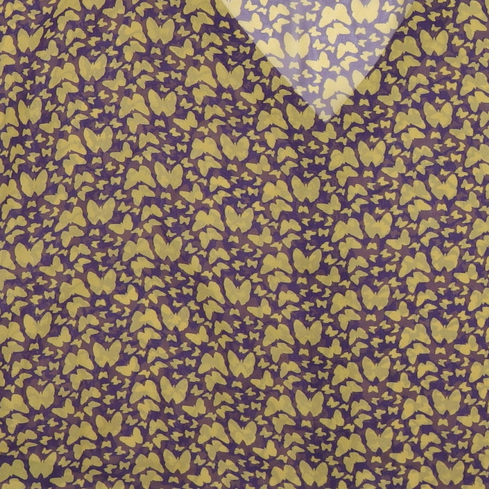 George Womens Purple Animal Print Chiffon Basic Blouse Size 12  - butterflies