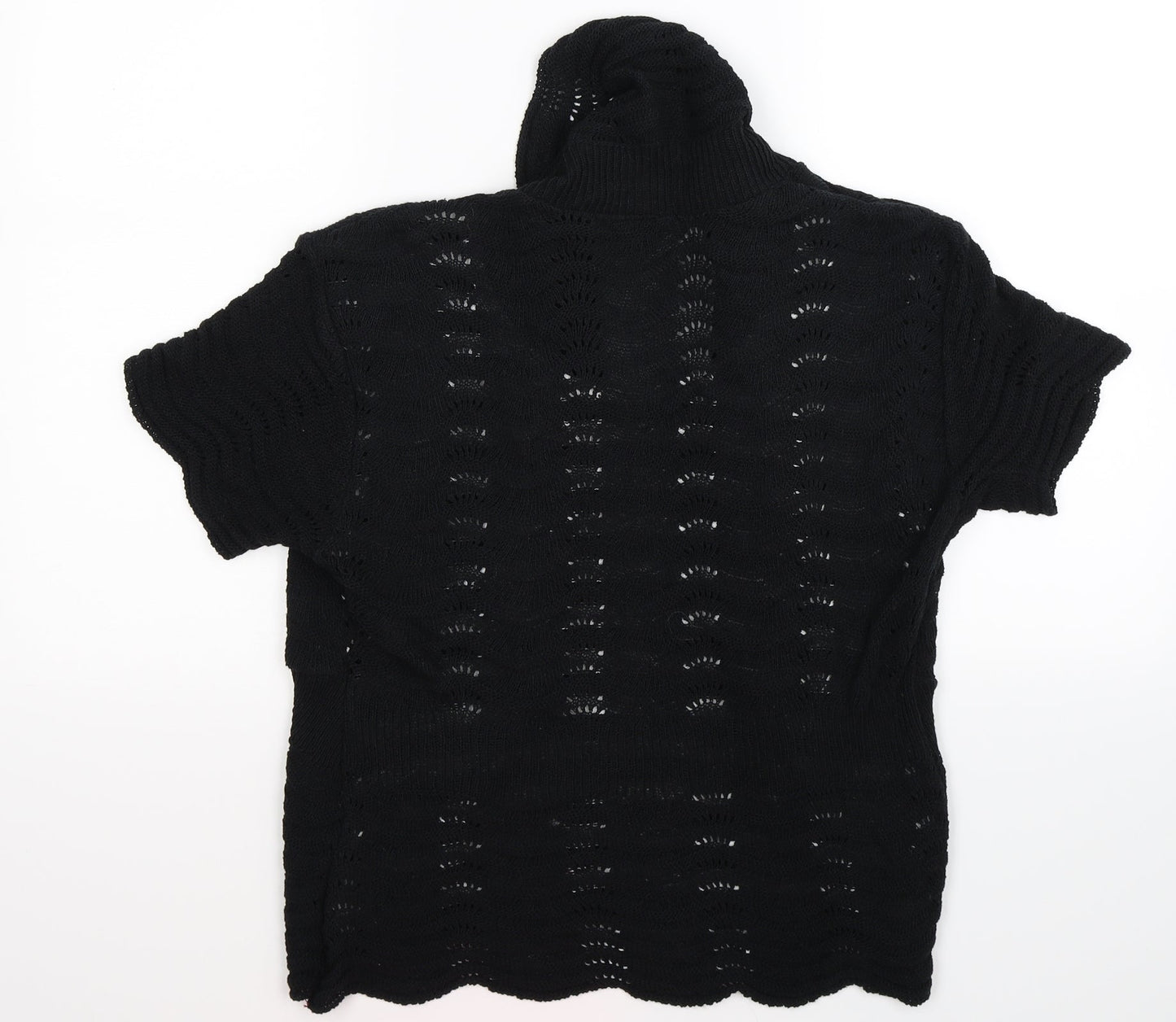 angel  Womens Black Striped Knit Wrap T-Shirt Size S  - mock cardigan
