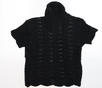 angel  Womens Black Striped Knit Wrap T-Shirt Size S  - mock cardigan
