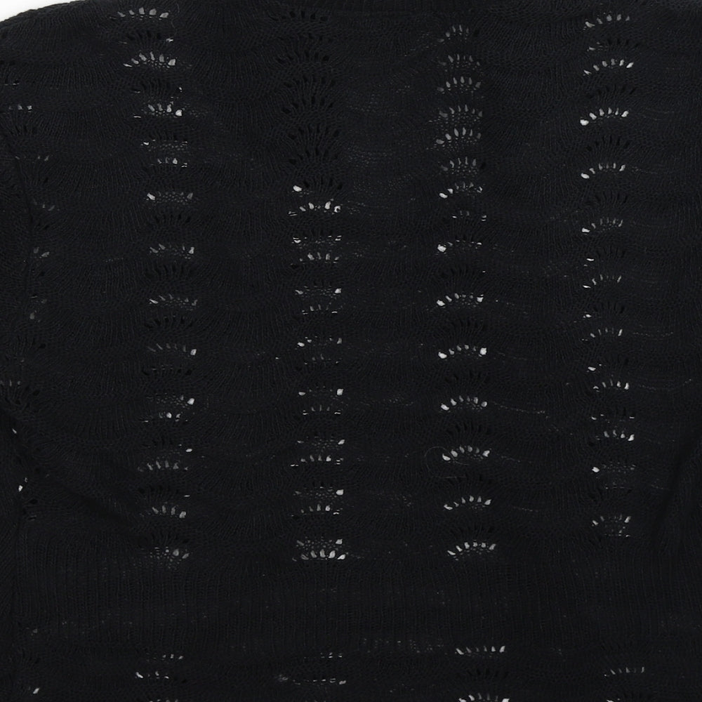 angel  Womens Black Striped Knit Wrap T-Shirt Size S  - mock cardigan