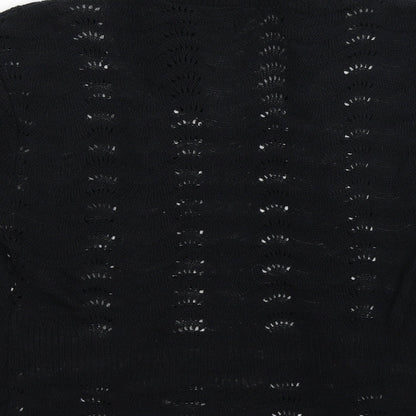 angel  Womens Black Striped Knit Wrap T-Shirt Size S  - mock cardigan