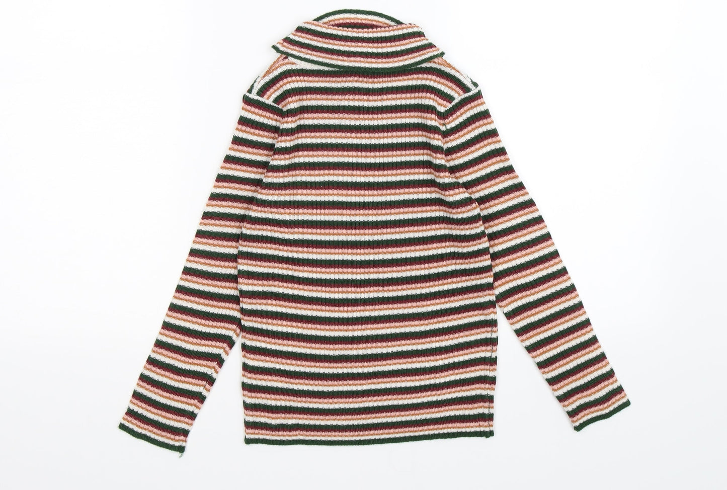 TU Girls Pink Striped Knit Pullover Jumper Size 7 Years