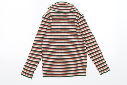 TU Girls Pink Striped Knit Pullover Jumper Size 7 Years